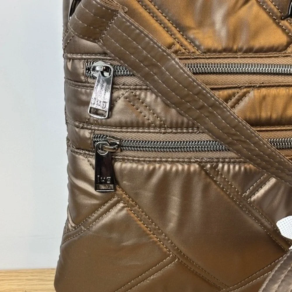 Lug Dazzle SE Metallic Bronze Quilted Crossbody Travel Organizer Camo Lining NEW